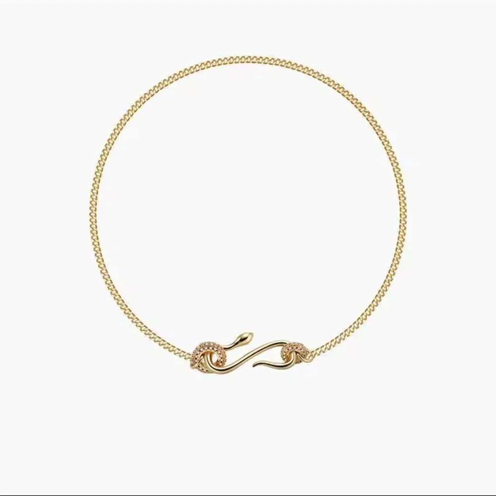 Snake Necklace 18K Gold Luxurious Crystal Stainless Steel for Men Women - Picture 7 of 13